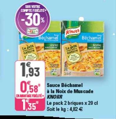 sauce béchamel à la noix de muscade knorr