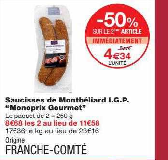 Saucisses De Montbéliard I.g.p. "monoprix Gourmet"