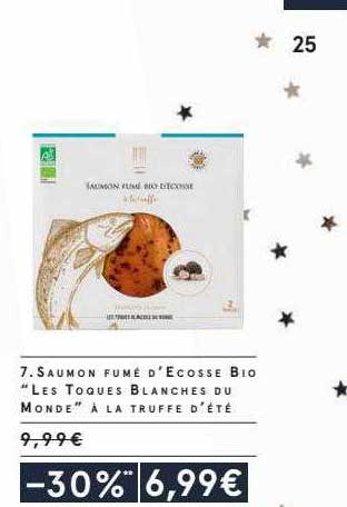 saumon fumé d'écosse bio "les toques blanches du monde" à la truffe d'été