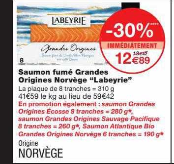 saumon fumé grandes origines norvège "labeyrie"