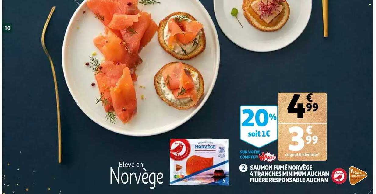 saumon fumé norvège 4 tranches minimum auchan filière responsable auchan
