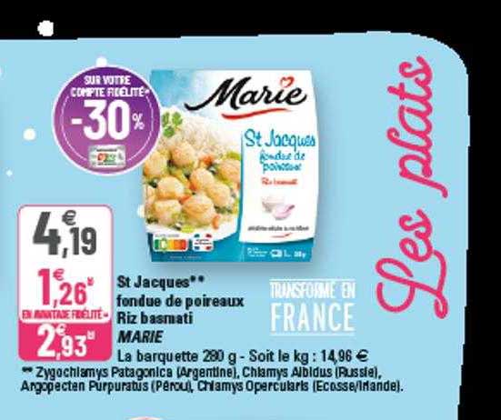 st jacques fondue de poireaux riz basmati marie