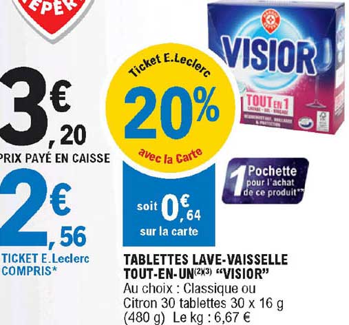 tablettes lave-vaisselle tout-en-un "visior"