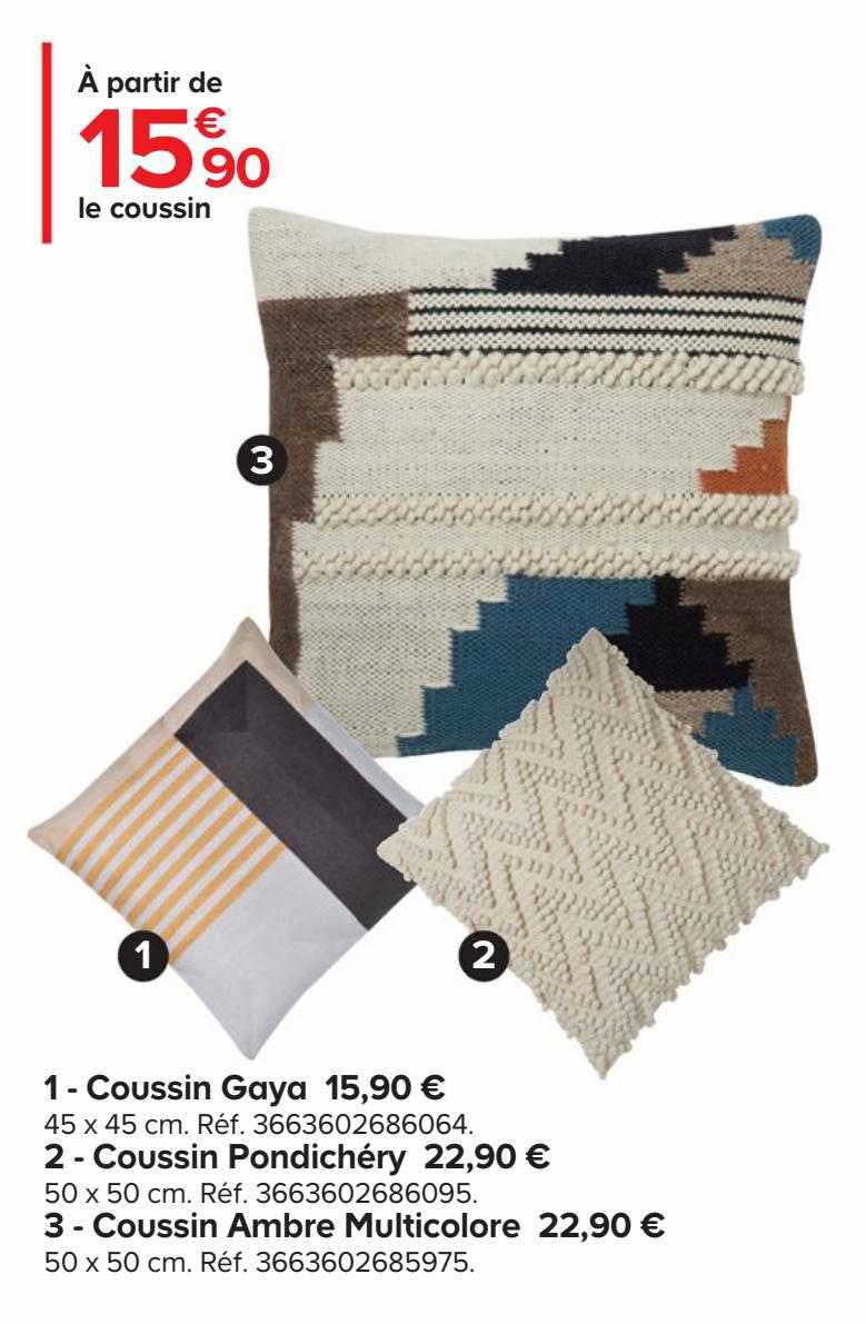 coussin gaya, coussin pondichéry, coussin ambre multicolore