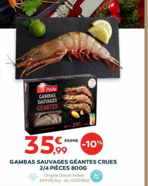 Gambas Sauvages Géantes Crues 2-4 Pièces 800 G