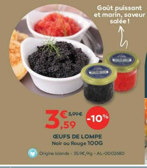œufs de lompe noir ou rouge 100 g