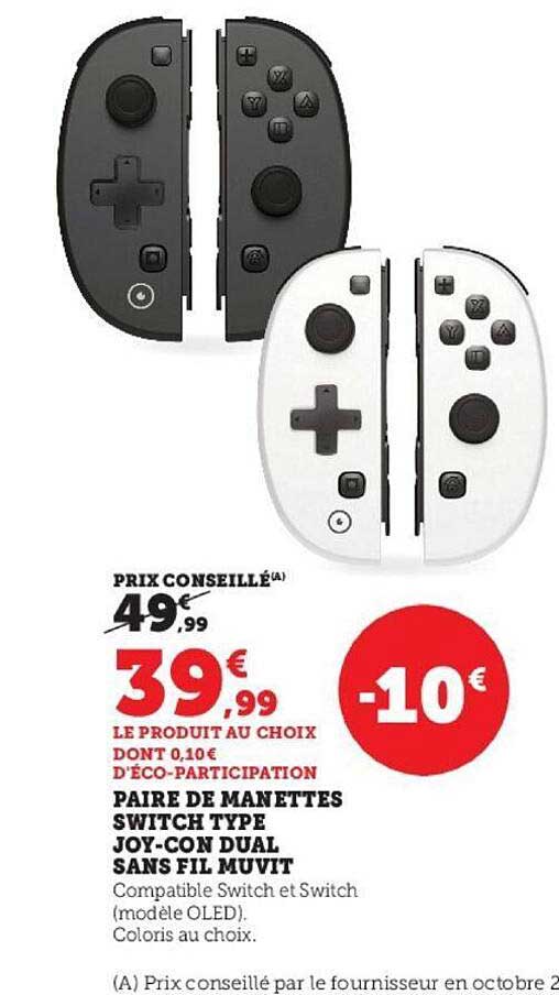 paire de manettes switch type joy-con dual sans fil muvit
