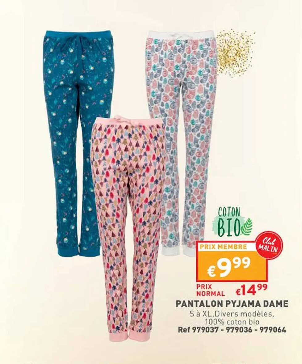 Pantalon Pyjama Dame Coton Bio