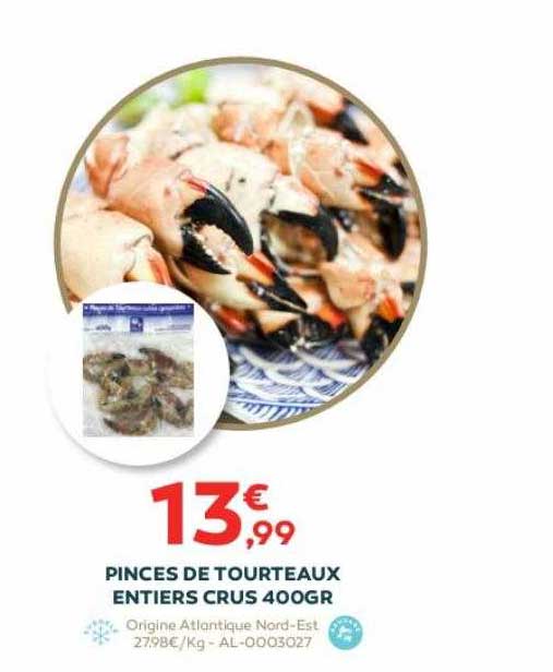 pinces de tourteaux entiers crus 400 gr