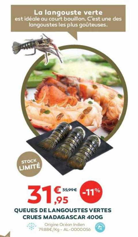 Queues De Langoustes Vertes Crues Madagascar 400 G