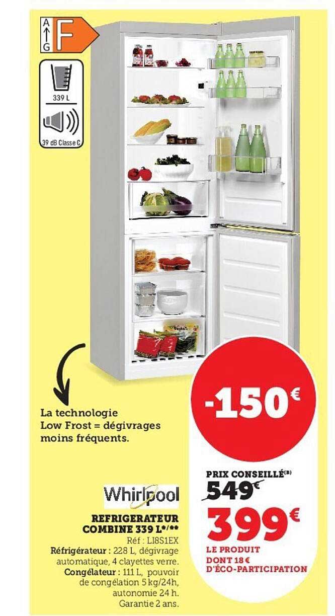 réfrigérateur combiné 339l whirlpool