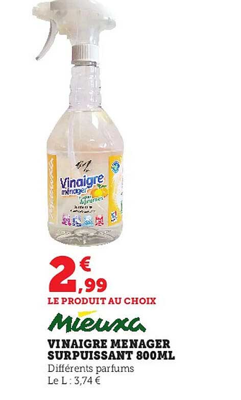 vinaigre ménager surpuissant 800ml mieuxa