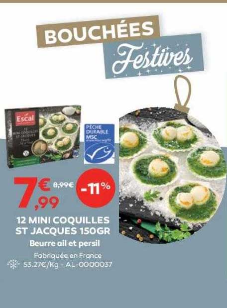 12 mini coquilles st jacques 150 gr