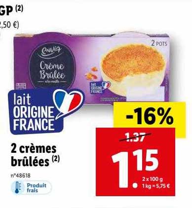 2 crèmes brûlées envia