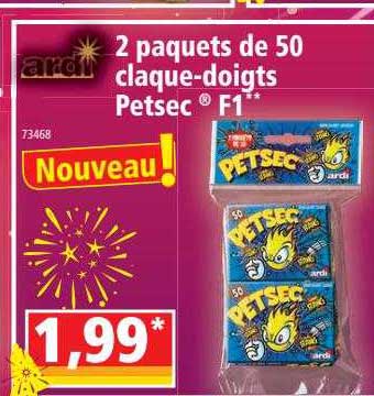 2 paquets de 50 claque-doigts petsec f1 ardi