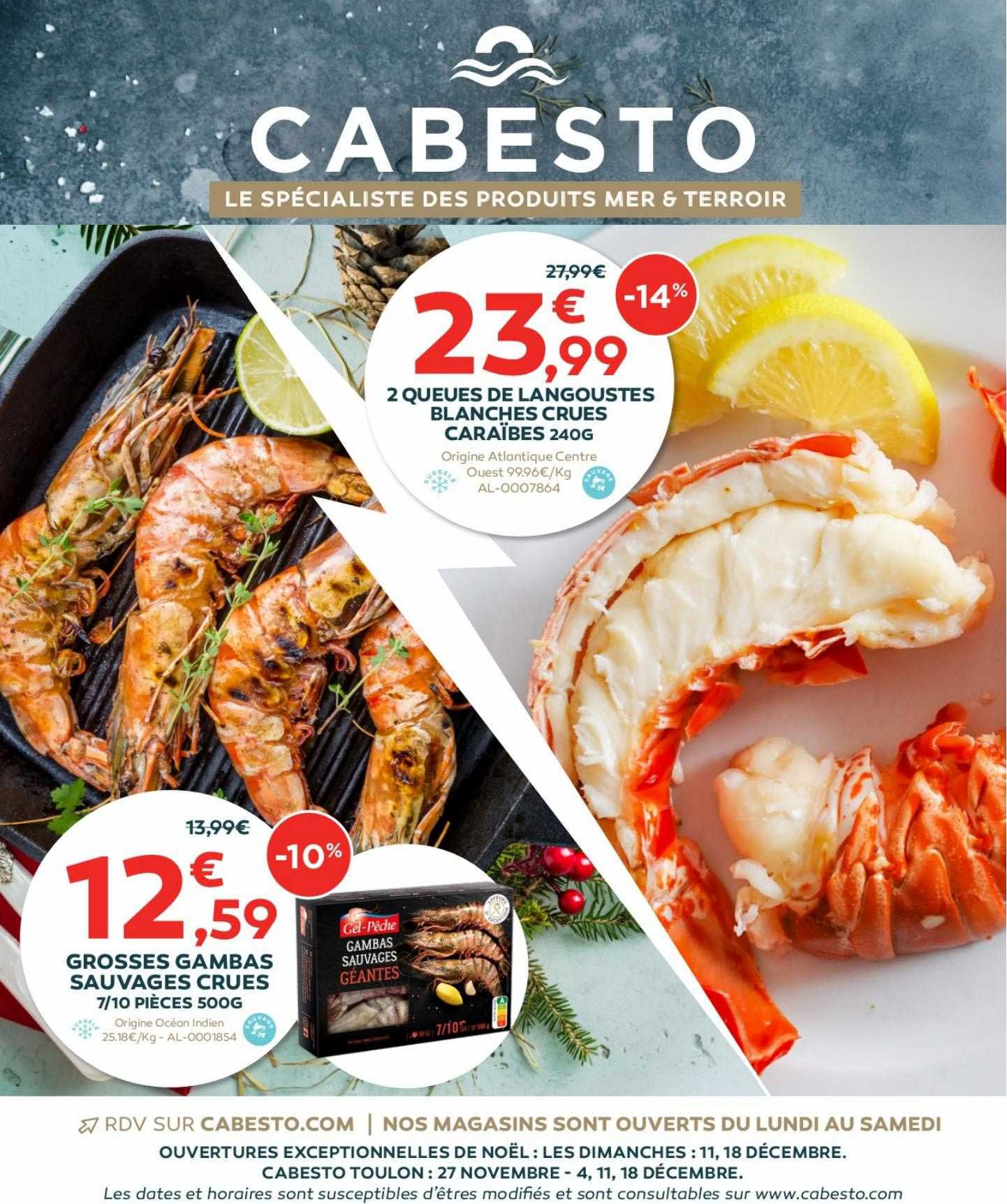 2 queues de langoustes blanches crues caraïbes 240 g, grosses gambas sauvages crues 7-10 pièces 500 g