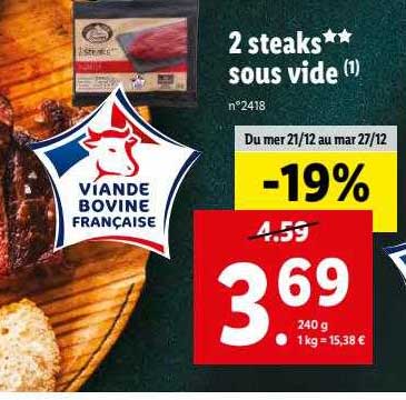 2 steaks sous vide