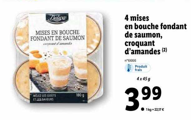 4 Mises En Bouche Fondant De Saumon, Croquant D'amandes Deluxe