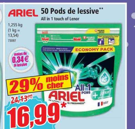 50 pods de lessive all in 1 touch of lenor ariel
