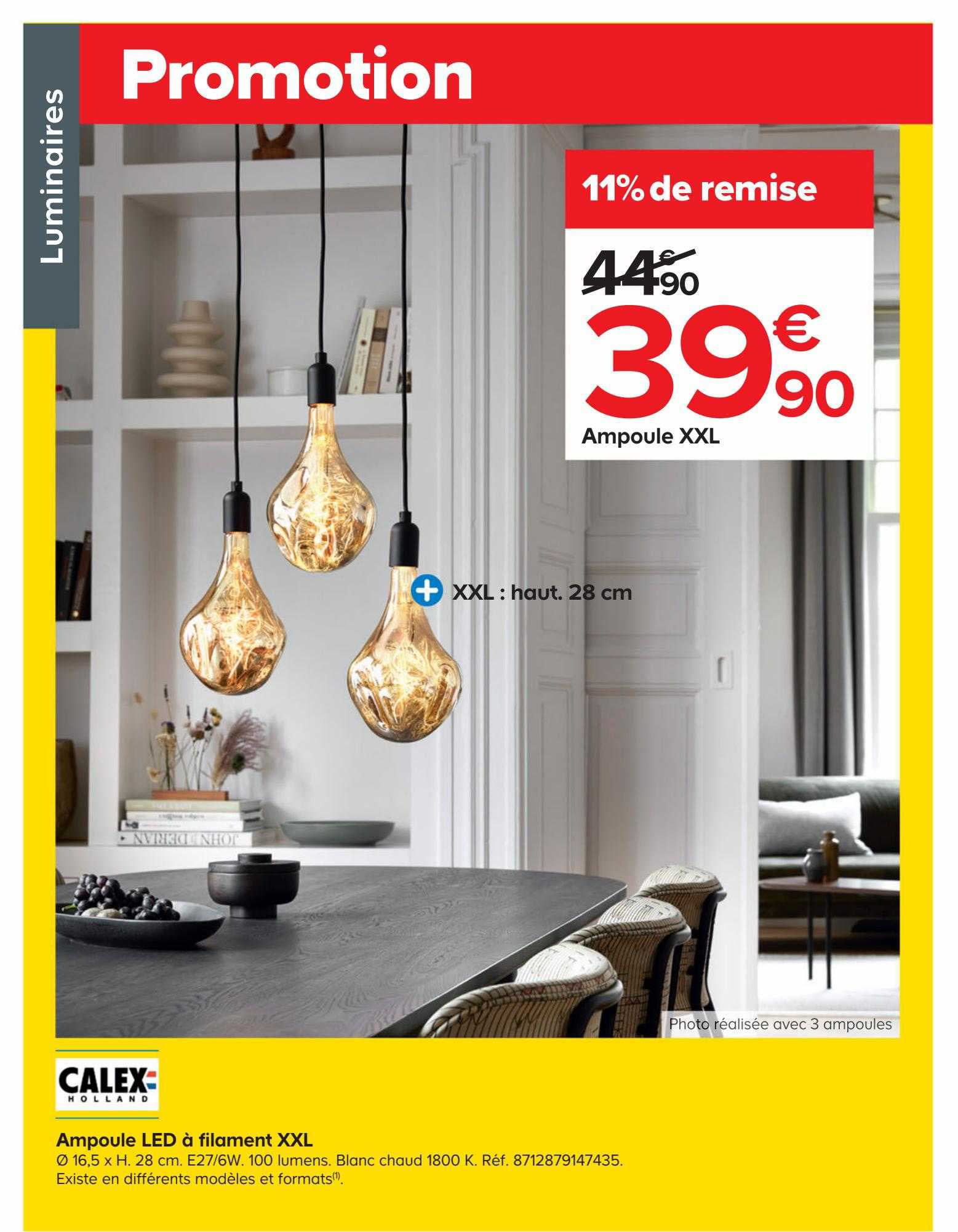 ampoule led à filament xxl calex