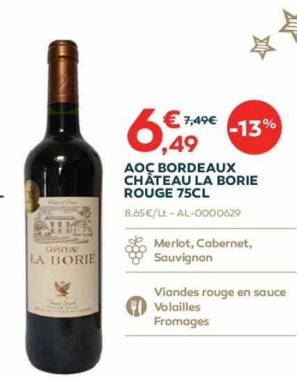 aoc bordeaux château la borie rouge 75cl