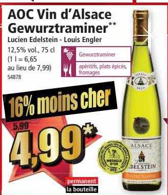 aoc vin d'alsace gewurztraminer lucien edelstein - louis engler