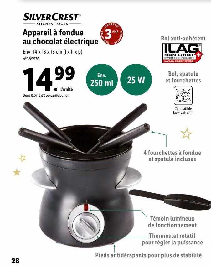 appareil à fondue au chocolat électrique silver crest