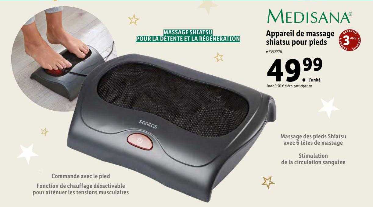 appareil de massage shiatsu pour pieds medisana