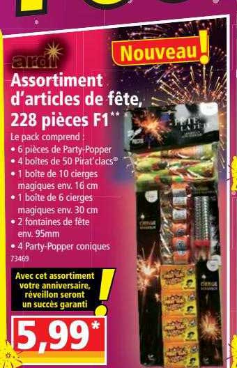 assortiment d'articles de fête, 228 pièces f1 ardi