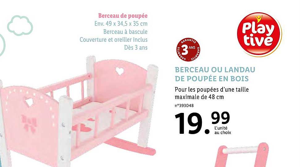 berceau ou landau de poupée en bois