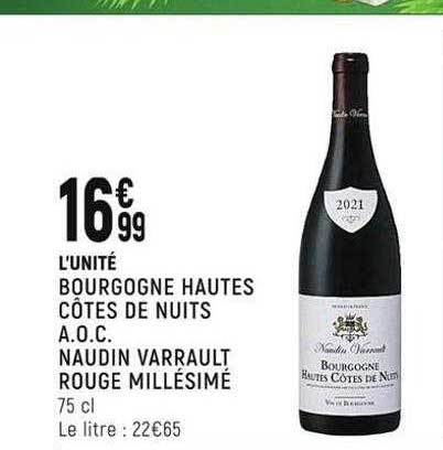 bourgogne hautes côtes de nuits a.o.c. naudin varrault rouge millésimé