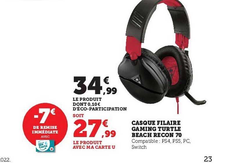 casque filaire gaming turtle beach recon 70