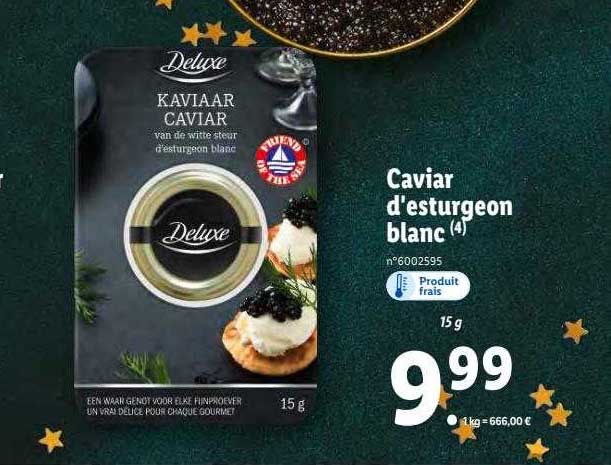 caviar d'esturgeon blanc deluxe