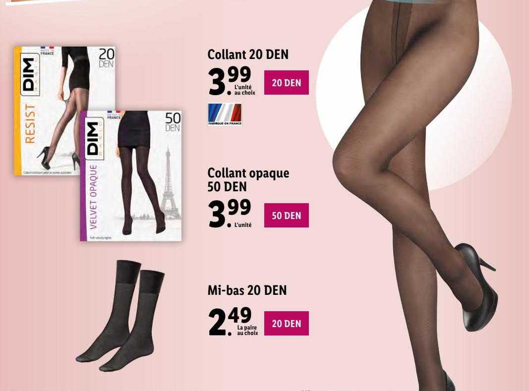 collant 20 den, collant opaque 50 den, mi-bas 20 den