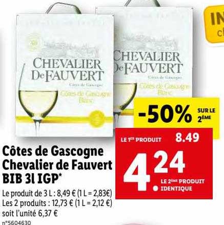 Côtes De Gascogne Chevalier De Fauvert Bib 3l Igp