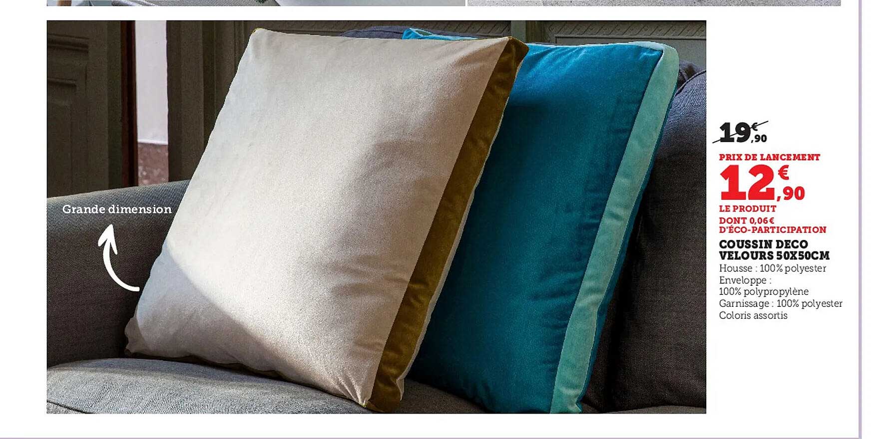 Coussin Déco Velours 50 X 50 Cm