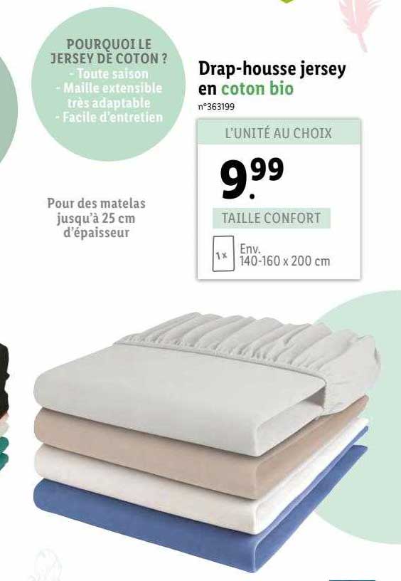 drap-housse jersey en coton bio
