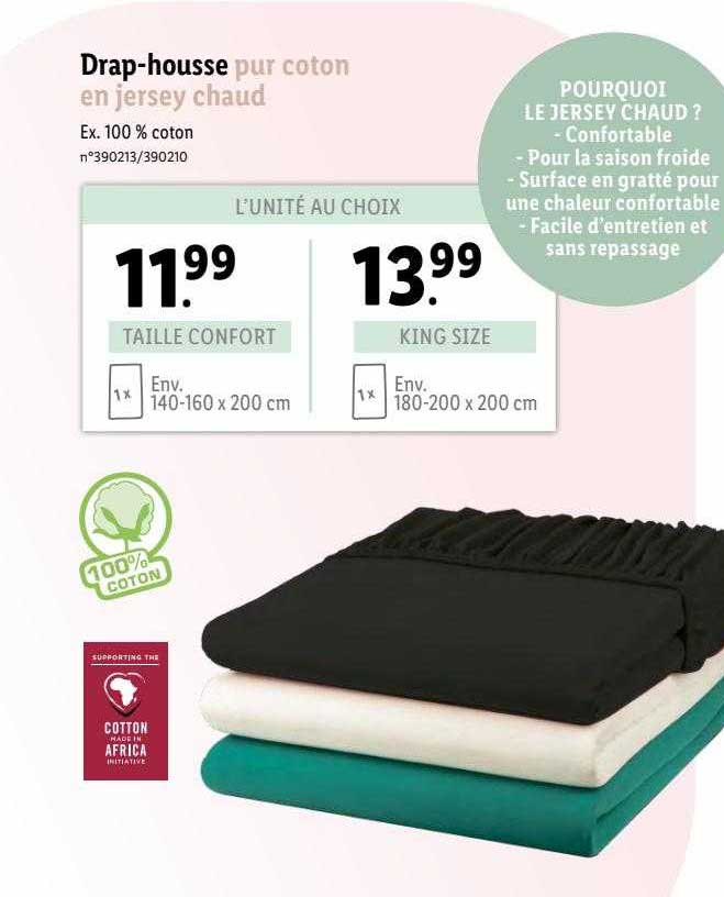 drap-housse pur coton en jersey chaud