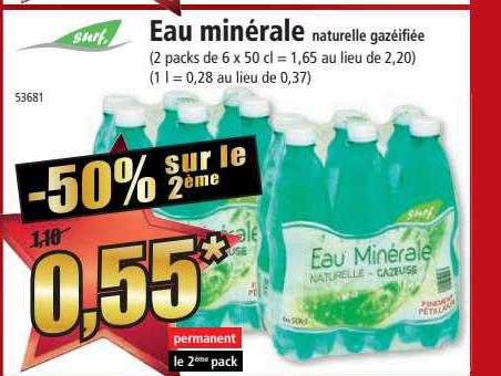 eau minérale naturelle gazéifiée surf