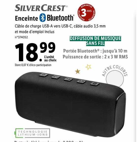 enceinte bluetooth silver crest