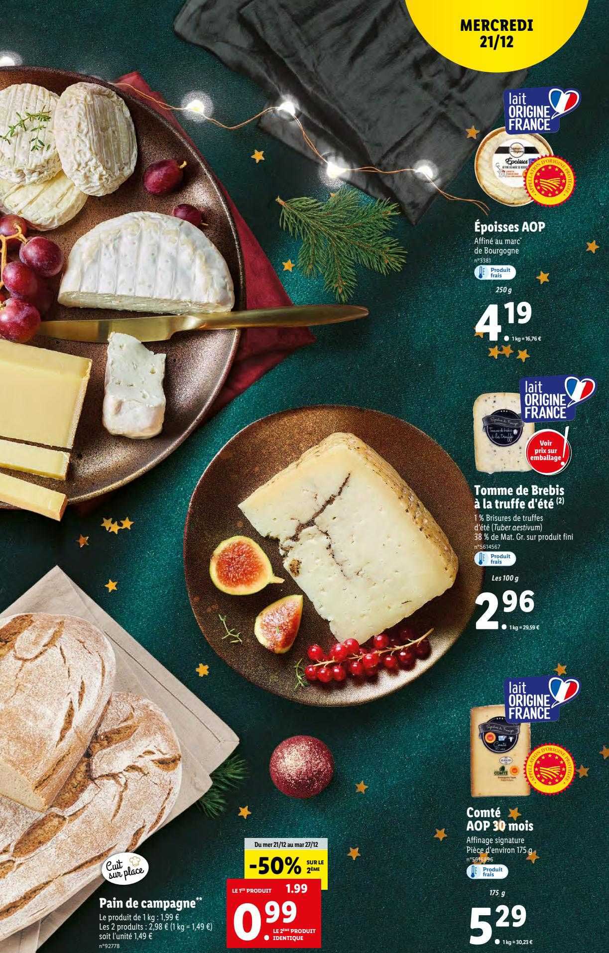 épaisses aop, tomme de brebis à la truffe d'été, comté aop 30 mois, pain de campagne