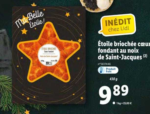 étoile briochée cœur fondant au noix de saint-jacques