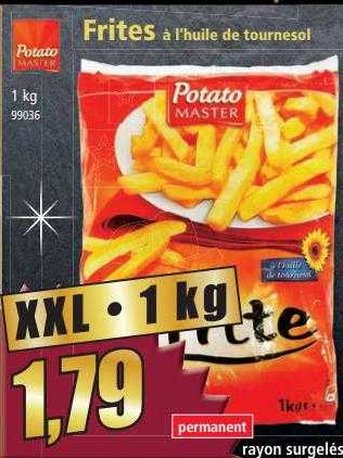 frites à l'huile de tournesol potato master