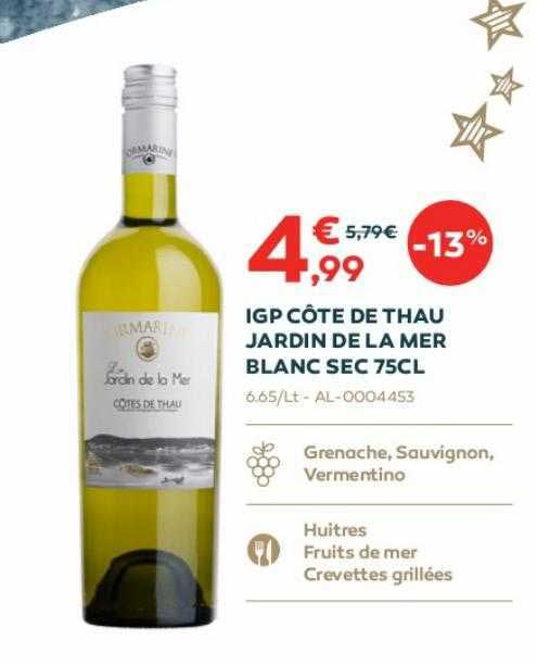 igp côte de thau jardin de la mer blanc sec 75cl