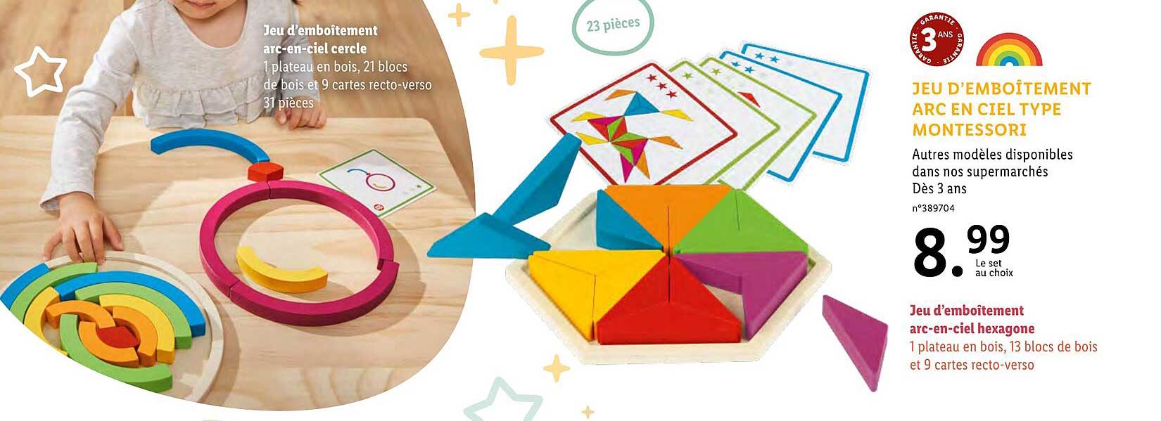 jeu d'emboîtement arc en ciel type montessori