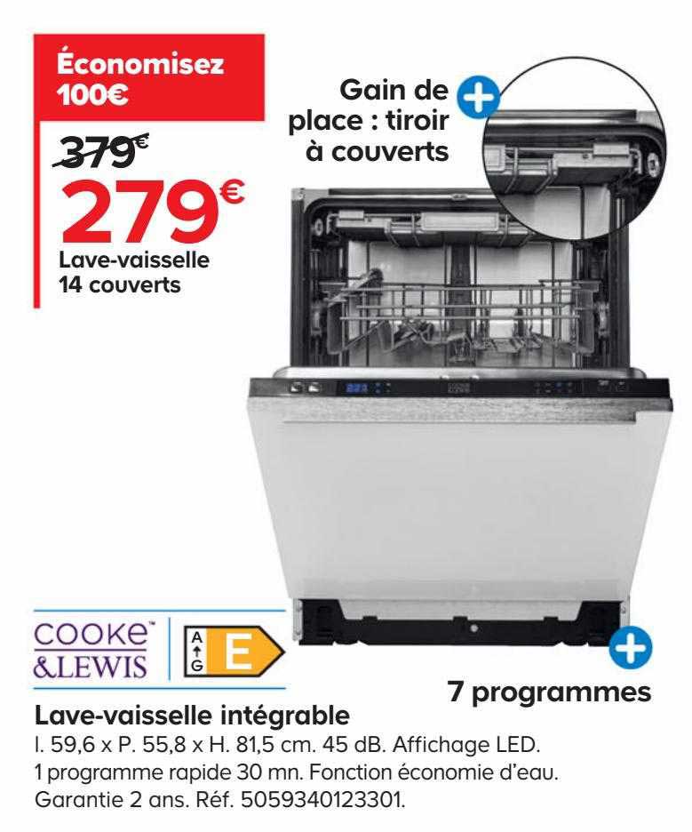 lave-vaisselle 14 couverts intégrable cooke & lewis