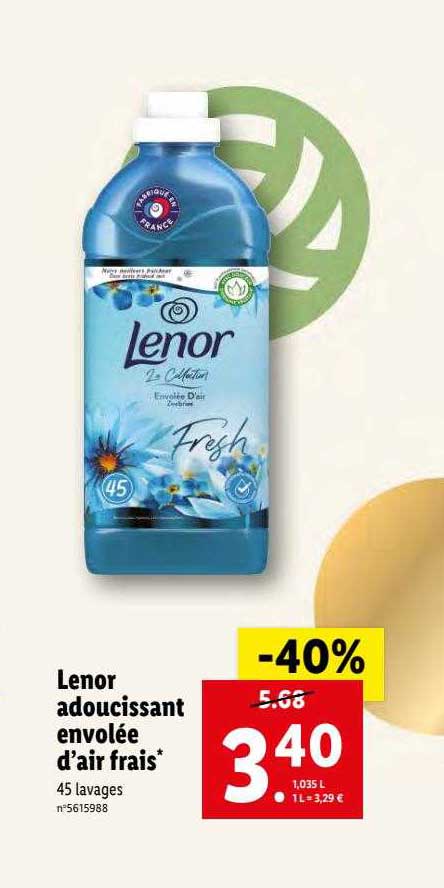 lenor adoucissant envolée d'air frais