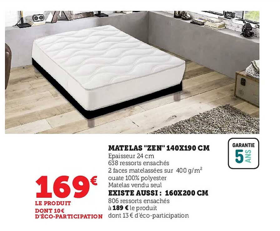 matelas "zen" 140 x 190 cm existe aussi : 160 x 200 cm