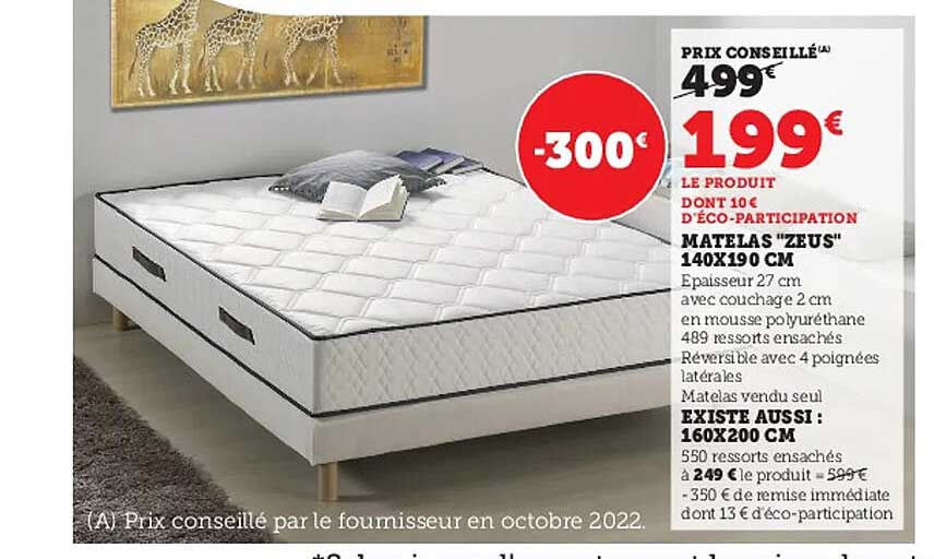 matelas "zeus" 140 x 190 cm existe aussi : 160 x 200 cm