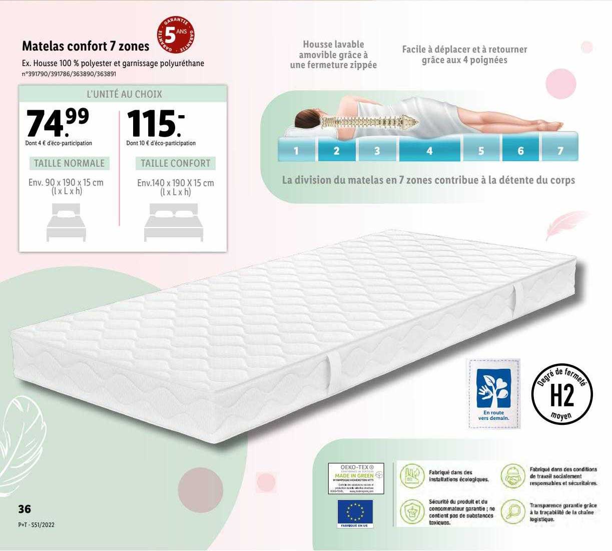 matelas confort 7 zones